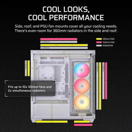 Boitier PC - CORSAIR - 3500X RSR ARGB Tempered Glass Mid-Tower - 3 ventilateurs ARGB a rotor inversé - Blanc