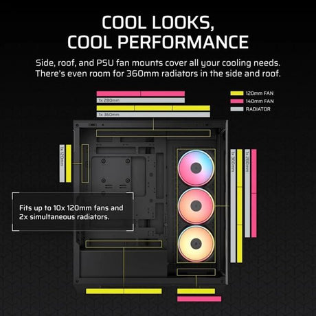 Boitier PC - CORSAIR - 3500X LXR LINK Tempered Glass Mid-Tower - 3 ventilateurs RGB a rotor inversé - Noir