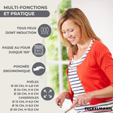 Batterie de cuisine a induction - FACKELMANN - Geneva - Inox 18/8 - 12 pieces - 3 poeles, 3 casseroles et 6 ustensiles