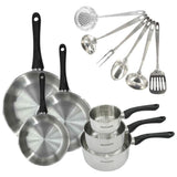 Batterie de cuisine a induction - FACKELMANN - Geneva - Inox 18/8 - 12 pieces - 3 poeles, 3 casseroles et 6 ustensiles