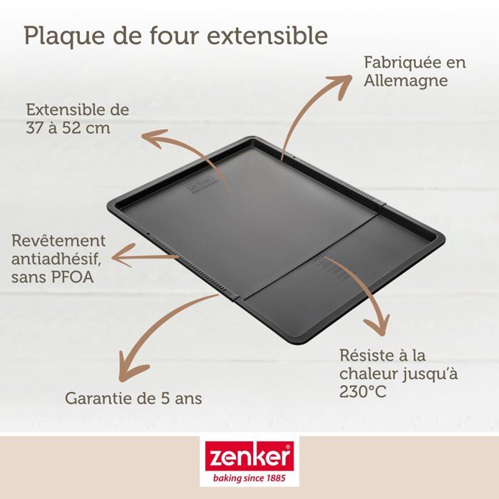 Ensemble de 2 Plaques a pâtisserie extensible - ZENKER - Black Metallic - 37 a 52 x 33 cm