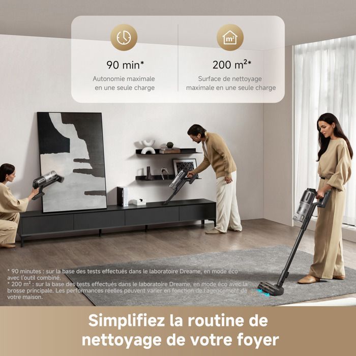 Aspirateur Balai sans Fil - DREAME Z10 - 210AW - Filtration 99,99% HEPA H14 - Détection poussiere - Réglage Auto de l'Aspiration
