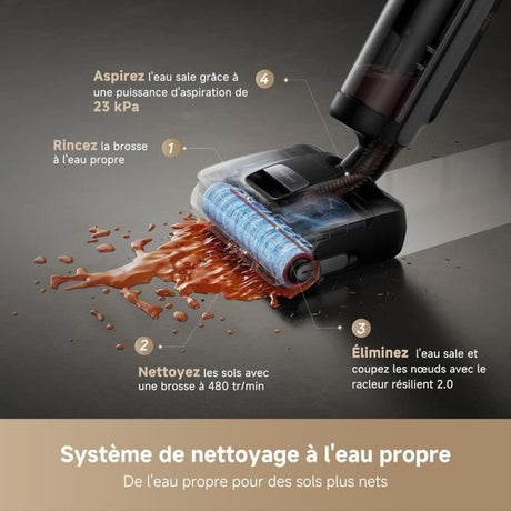 DREAME H15 Mix Aspirateur Laveur 7-en-1 - Bras robotique IA - Nettoyage des Bords Triple - 23 kPa - Lavage Brosse a l'eau a 100 °C