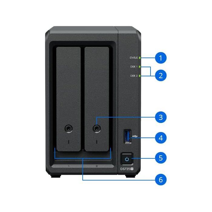 Serveur NAS PME - SYNOLOGY - DS725+ - 2 baies - 4 Go de RAM