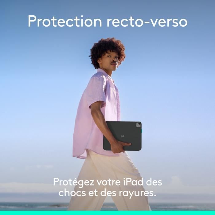 Etui clavier - Logitech - Flip Folio - Pour iPad et iPad Air 11 pouces (M4 et M5) (M2, M3 & M4) (5e génération) - Graphite