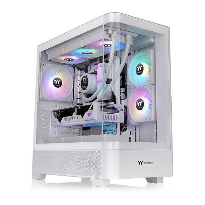 BoÓtier PC sans alimentation - THERMALTAKE - View 290 TG ARGB Snow - Moyen tour - Format ATX - 3x120mm A-RGB inclus - Blanc