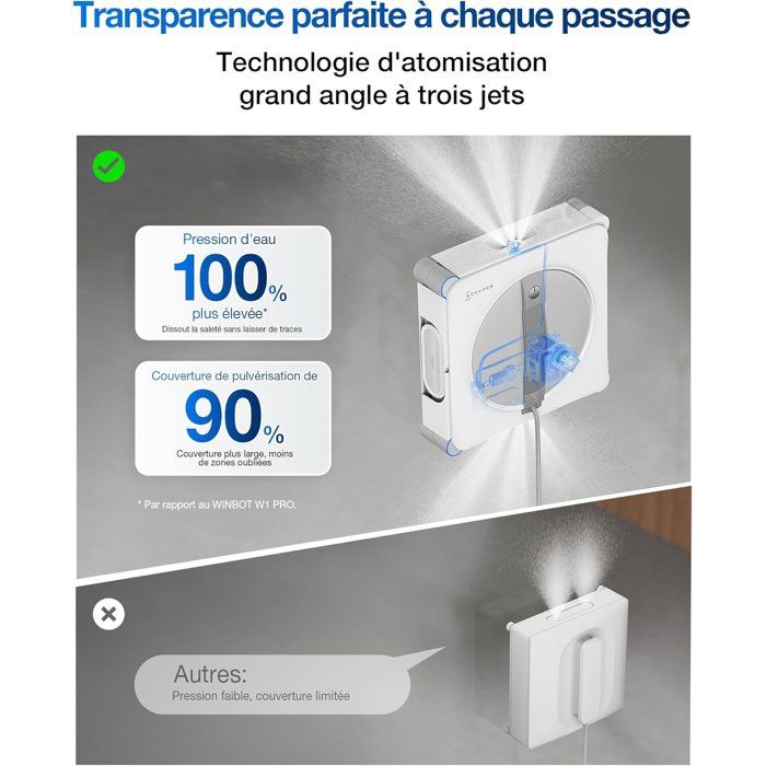 ECOVACS W2s OMNI - Robot Nettoyeur de vitres avec Station - Nettoyage Intelligent Bord a Bord TruEdge - Charge en Fonctionnement