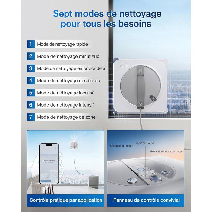 ECOVACS W2s OMNI - Robot Nettoyeur de vitres avec Station - Nettoyage Intelligent Bord a Bord TruEdge - Charge en Fonctionnement