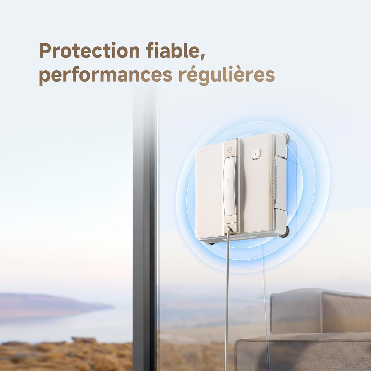 DREAME C1 - Robot Laveur de Vitres - Protection et Sécurité Fiables - Technologie CornerClean - Nettoyage Humide Minutieux