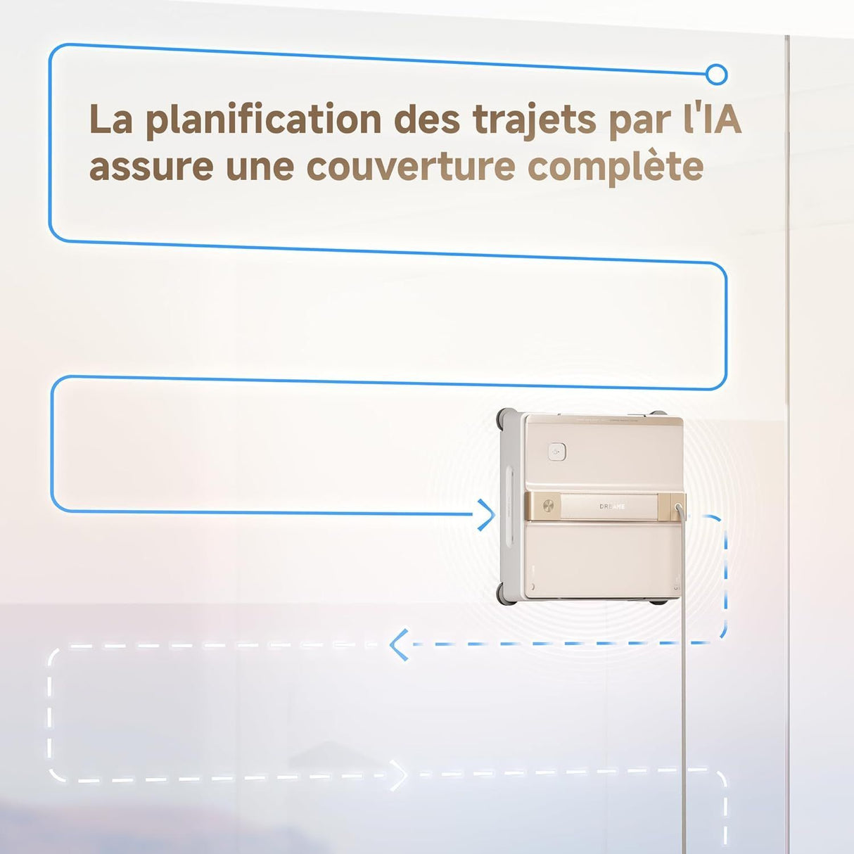 DREAME C1 - Robot Laveur de Vitres - Protection et Sécurité Fiables - Technologie CornerClean - Nettoyage Humide Minutieux