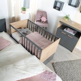 Chambre bébé duo : Lit 60 x 120 cm + commode a langer évolutive - ANNA - ROBA - Chene Kent / Anthracite