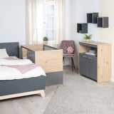 Chambre bébé duo : Lit 60 x 120 cm + commode a langer évolutive - ANNA - ROBA - Chene Kent / Anthracite