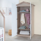 Chambre bébé complete : Lit 60 x 120 cm + commode a langer évolutive + armoire - CABANE - ROBA - Chene / Blanc