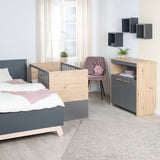 Chambre bébé complete : Lit 60 x 120 cm + commode a langer + armoire - ANNA - ROBA - Chene Kent / Anthracite