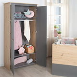 Chambre bébé complete : Lit 60 x 120 cm + commode a langer + armoire - ANNA - ROBA - Chene Kent / Anthracite
