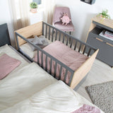 Chambre bébé complete : Lit 60 x 120 cm + commode a langer + armoire - ANNA - ROBA - Chene Kent / Anthracite