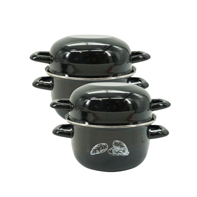 Ensemble de 2 Marmites a Moules - FACKELMANN - Emaillée - 20,5 x 26 x 17,5 cm