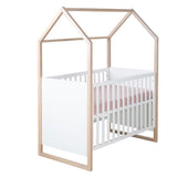 Lit bébé et cododo 2-en-1 - 60 x 120 cm - ROBA - CABANE - Chene / Blanc