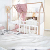 Lit bébé et cododo 2-en-1 - 60 x 120 cm - ROBA - CABANE - Chene / Blanc