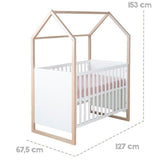 Lit bébé et cododo 2-en-1 - 60 x 120 cm - ROBA - CABANE - Chene / Blanc