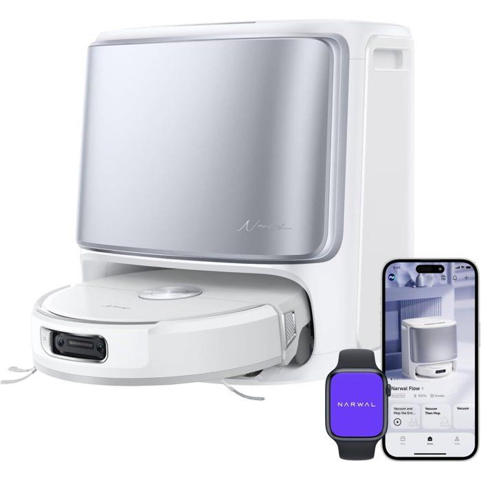 NARWAL FLOW - Aspirateur Robot Laveur avec Station - 22 000 Pa - DualFlow Anti-Enchevetrement Poil Animaux - Systeme Lavage FlowWash