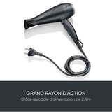 Seche-cheveux ionique - SEVERIN - HT 0167 - Pro - Diffuseur & Concentrateur - 2300 W - 3 niveaux de température - Noir