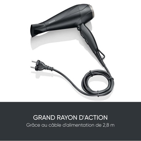 Seche-cheveux ionique - SEVERIN - HT 0167 - Pro - Diffuseur & Concentrateur - 2300 W - 3 niveaux de température - Noir