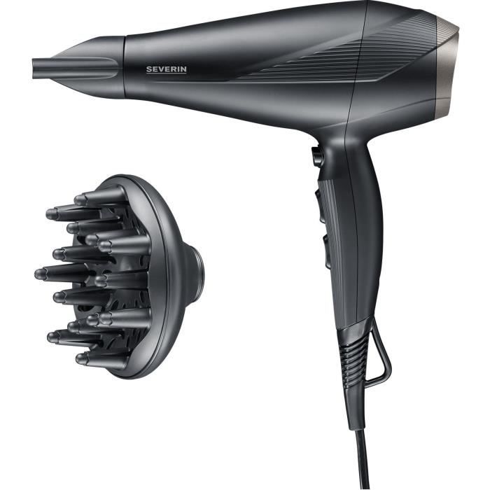 Seche-cheveux ionique - SEVERIN - HT 0167 - Pro - Diffuseur & Concentrateur - 2300 W - 3 niveaux de température - Noir