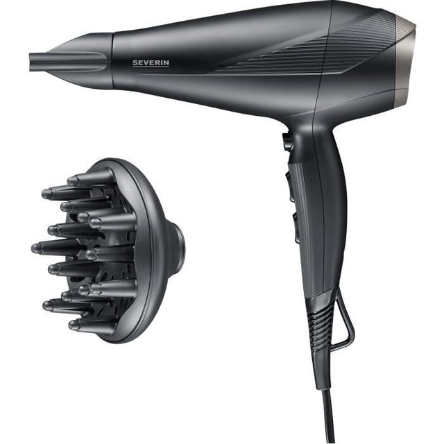 Seche-cheveux ionique - SEVERIN - HT 0167 - Pro - Diffuseur & Concentrateur - 2300 W - 3 niveaux de température - Noir