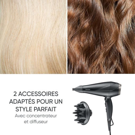 Seche-cheveux ionique - SEVERIN - HT 0167 - Pro - Diffuseur & Concentrateur - 2300 W - 3 niveaux de température - Noir