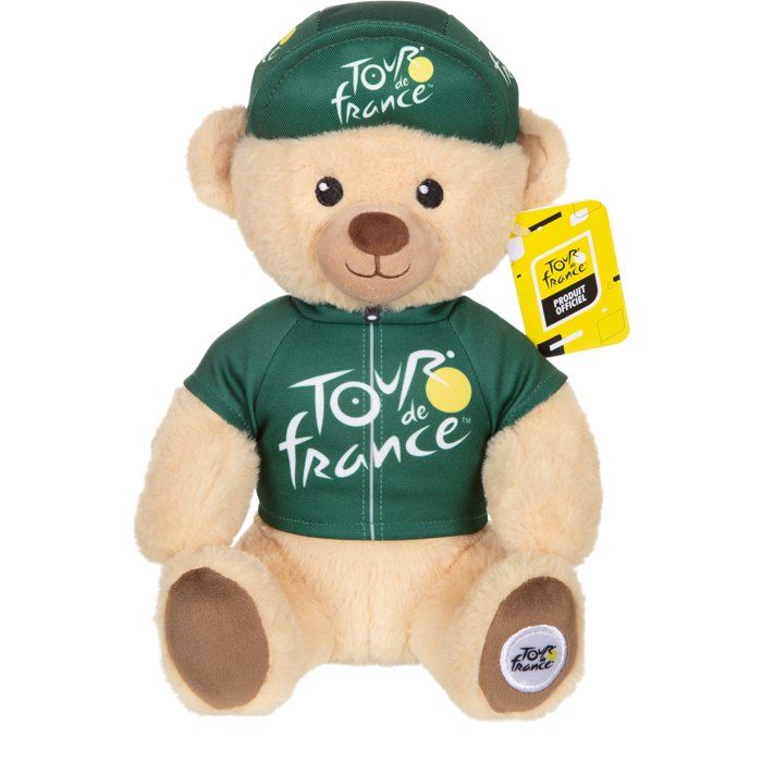 Peluche officielle du Tour de France - GIPSY TOYS - Tour de France - Ours maillot et casquette sprinteur vert - 24 cm
