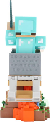 Figurine Minecraft Steve Armure Diamant - EXQUISITE GAMING - Cable Guys - Support écouteurs, smartphone ou petit accessoire - 20 cm