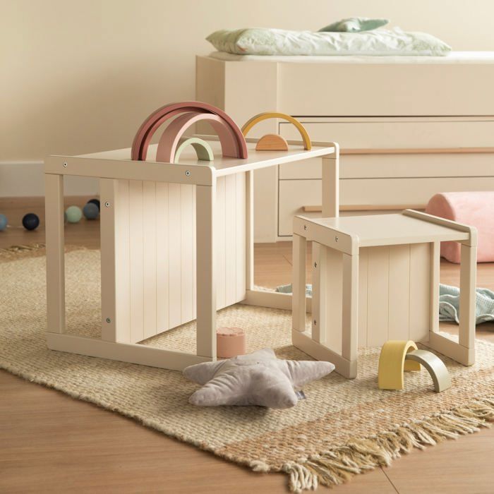 Tabouret évolutif enfant - ROBA - 3 hauteurs - Style campagne - Beige / Cachemire