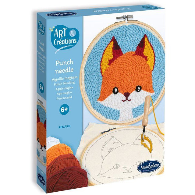 Broderie aiguille magique - SENTOSPHERE - Art & Créations - Punch Needle - Renard - Initiation au crochet - Des 6 ans