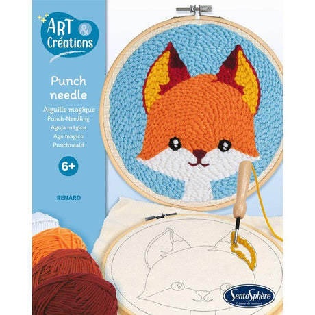 Broderie aiguille magique - SENTOSPHERE - Art & Créations - Punch Needle - Renard - Initiation au crochet - Des 6 ans
