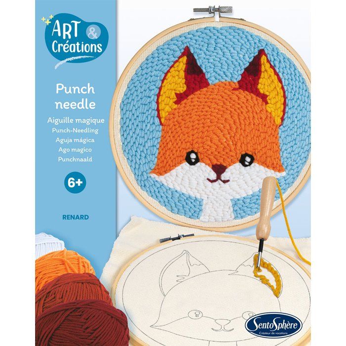 Broderie aiguille magique - SENTOSPHERE - Art & Créations - Punch Needle - Renard - Initiation au crochet - Des 6 ans