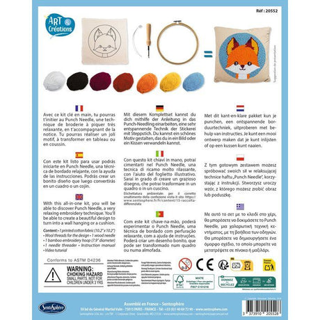 Broderie aiguille magique - SENTOSPHERE - Art & Créations - Punch Needle - Renard - Initiation au crochet - Des 6 ans