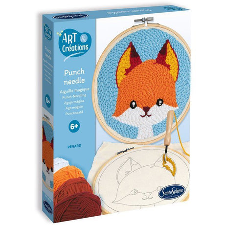 Broderie aiguille magique - SENTOSPHERE - Art & Créations - Punch Needle - Renard - Initiation au crochet - Des 6 ans