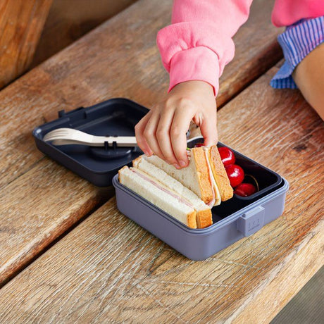 Boite a Sandwich Enfant - MONBENTO - Couverts inclus - Sans BPA - Snacky Bleu Infinity