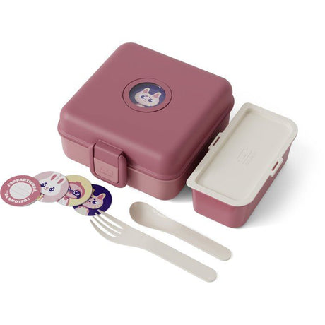 Boite a Sandwich Enfant - MONBENTO -  Couverts inclus - Sans BPA - Snacky Rose Blush