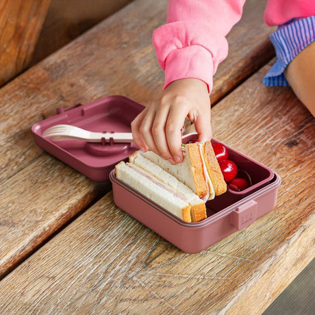 Boite a Sandwich Enfant - MONBENTO -  Couverts inclus - Sans BPA - Snacky Rose Blush