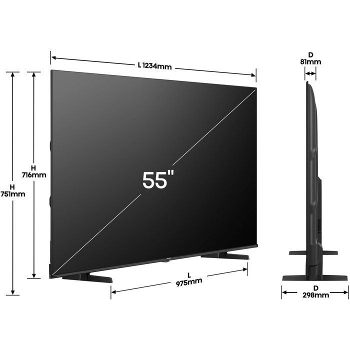 Hisense 55E7Q - TV QLED 55 (136 cm) - 4K UHD 3840x2160 - TV connecté - 3xHDMI 2.1 - WiFi
