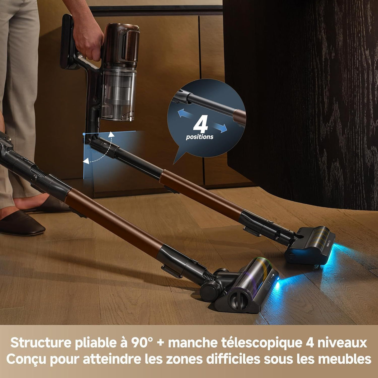 DREAME V30 - Aspirateur Balai sans Fil - Nettoyage des Bords a 0 mm - Puissance 330 AW - Filtration a 99,99%