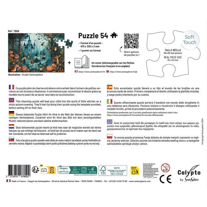 Puzzle - SENTOSPHERE - 54 pieces - Les Petites Sorcieres - Inventer des histoires - des 5 ans