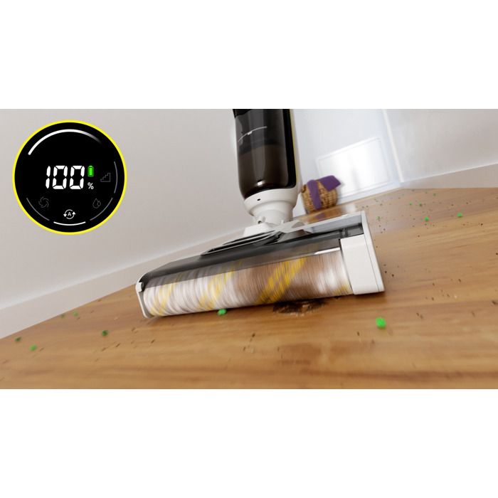 Aspirateur Balai Laveur sans fil Karcher FCV 4 Dry - Eau et Poussieres - 200 m² - aspire lave et seche - station de séchage comprise