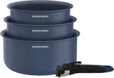 Set de 3 casseroles - Tous feux dont induction - ARTHUR MARTIN - AM0320 - Céramique - Ø 16-18-20 cm + poignée amovible - Bleu
