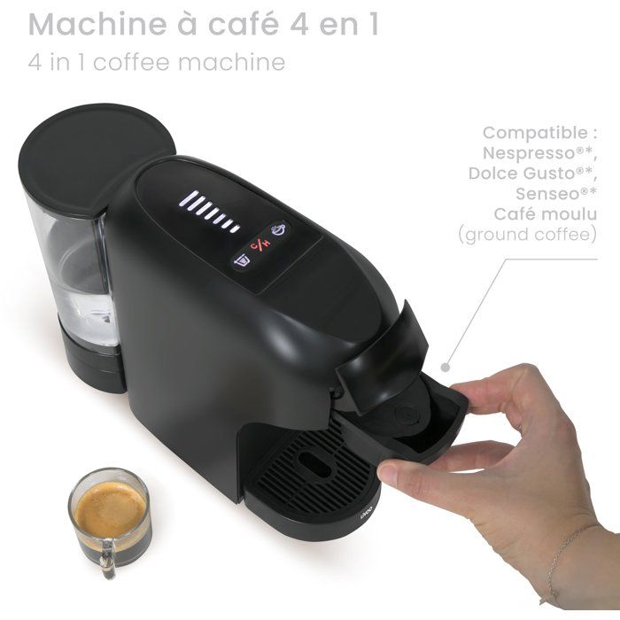 Machine a café multi-capsules 4-en-1 - LIVOO - DOD217N - 1400 W - 7 niveaux d'intensité du café - Noir