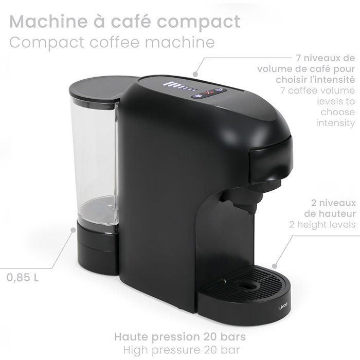 Machine a café multi-capsules 4-en-1 - LIVOO - DOD217N - 1400 W - 7 niveaux d'intensité du café - Noir
