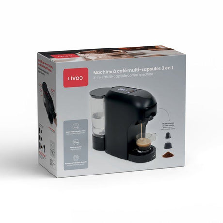 Machine a café multi-capsules 4-en-1 - LIVOO - DOD217N - 1400 W - 7 niveaux d'intensité du café - Noir