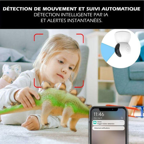 Kit d'alarme évolutif - KYF - 434Mhz - Wifi - Caméra IP PT 4MP avec sirene + Détecteur de mouvement/d'ouverture + 2 télécommandes